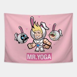 Mr. Yoga and the pugs Easter Tapestry