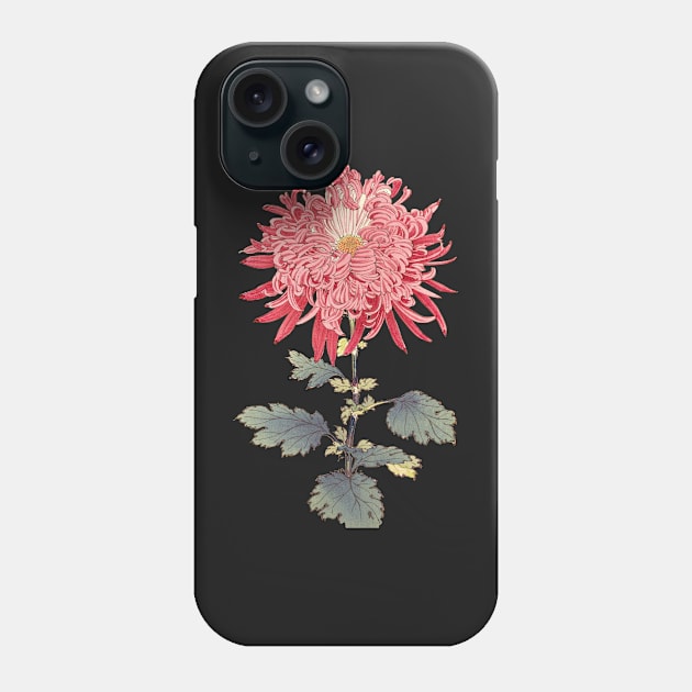 Pink Chrysanthemum 3 - Hasegawa - Traditional Japanese style - Botanical Illustration Phone Case by chimakingthings