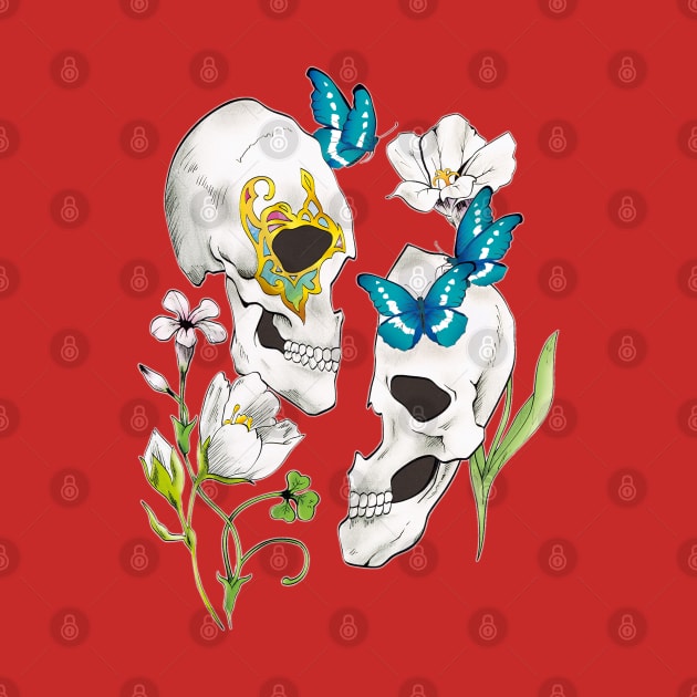 Flower and Butterfly and Skull by TurkeysDesign