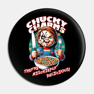 Playful Horrors: Chucky Charms Cereal T-Shirt Pin