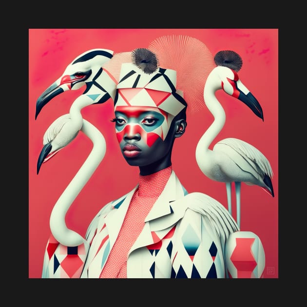 [AI Art] Surrounded by Flamingos Bauhaus Art Style by Sissely