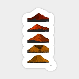 Washington Cascade Volcanoes Red Orange Gold Magnet