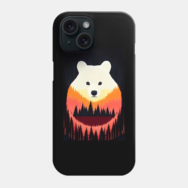 Nighttime Forest Bears - beautiful abstract painting of kawaii cute bears in a colorful night forest, outdoor nature anime cartoon style of rainbow color cyan, pink, red, blue, yellow, green. Phone Case by My Pet Ate My Paintbrush