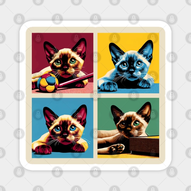 Burmese Cat Pop Art - Cute Kitties Magnet by PawPopArt