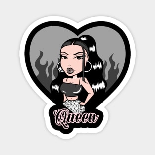 Queen Girl Doll Light Black v2 Heart Magnet