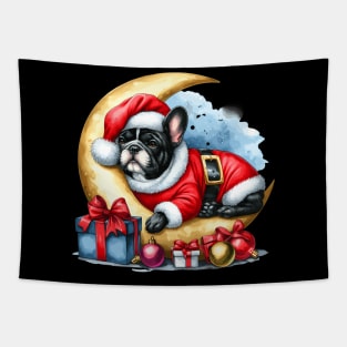 French Bulldog On The Moon Christmas Tapestry