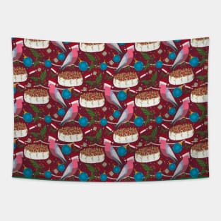 Christmas Gallah Parrot Cockatoo Burgundy Tapestry