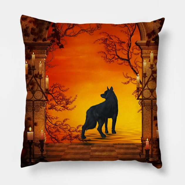 Wonderful wolf in the night Pillow by Nicky2342