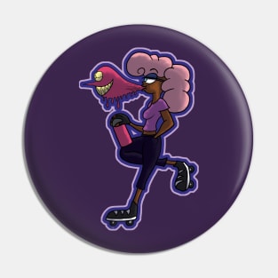 Pink Afro Artist with Bubble Gum Pin