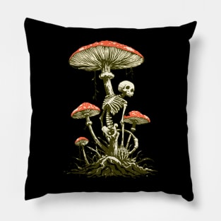 Retro Botany mushroom skeleton Pillow