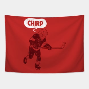 Hockey Chirp (red version) Tapestry