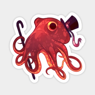 Red Octopus Gentleman Magnet