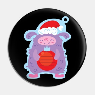 Christmas tag with yeti and Pin