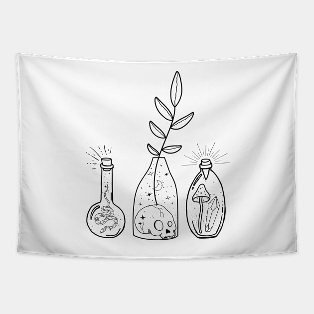 Witchy jars Tapestry by disturbingwonderland