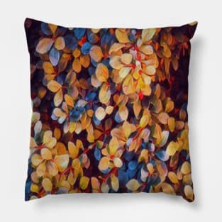 Blue Yellow Petal Leaves Pillow