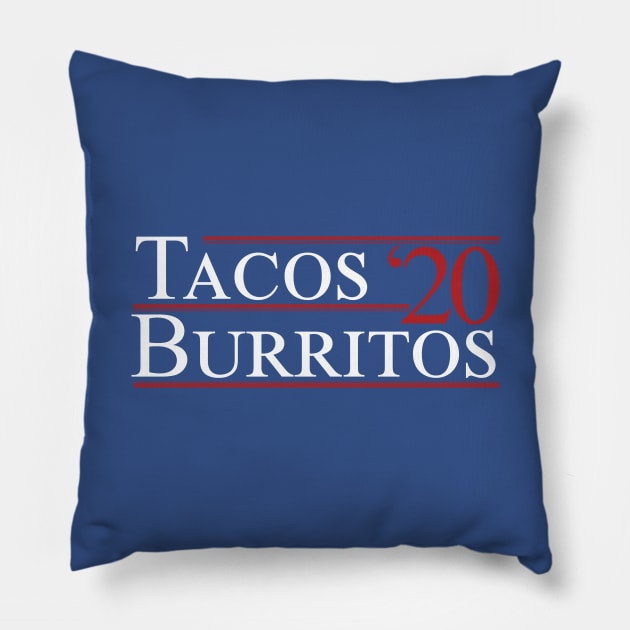 Tacos and Burritos 2020 Political Campaign Shirt Pillow by odysseyroc