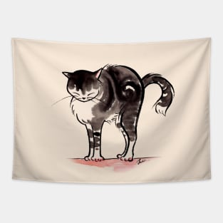 Cat stretching Tapestry