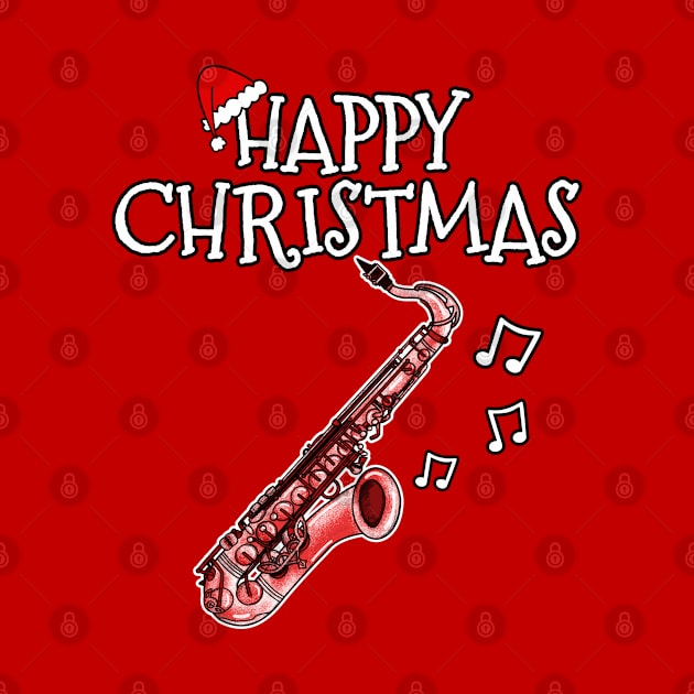 Christmas Saxophone Saxophonist Woodwind Teacher Xmas 2022 by doodlerob