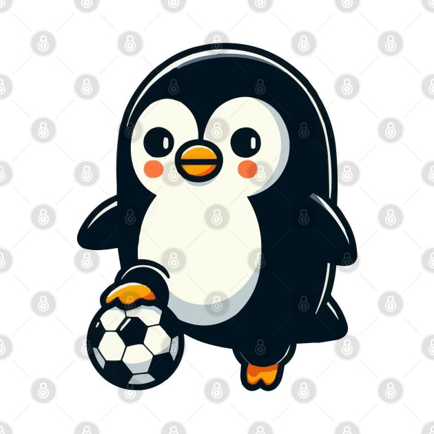 penguin as soccer player with soccer ball by fikriamrullah