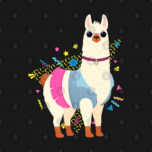 Cool Retro 80_s 90_s Llama Alpaca by AttieParetti87