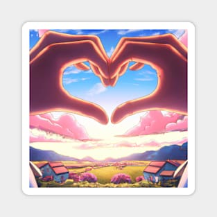 Love hand heart valentines day lovely scenery Magnet