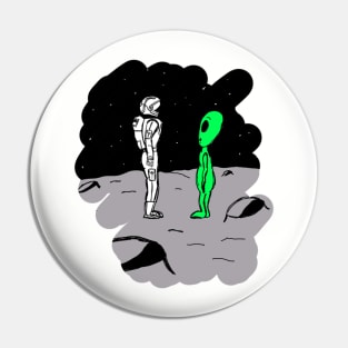 Alien meets astronaut Pin