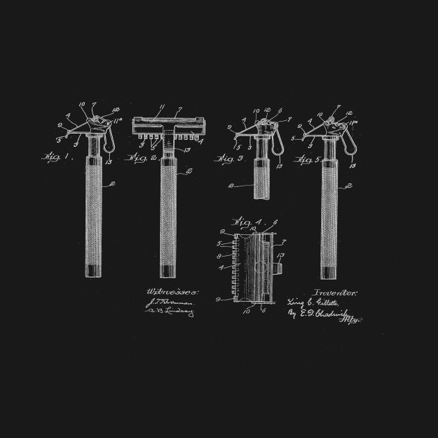 Safety Razor Vintage Patent Drawing by TheYoungDesigns