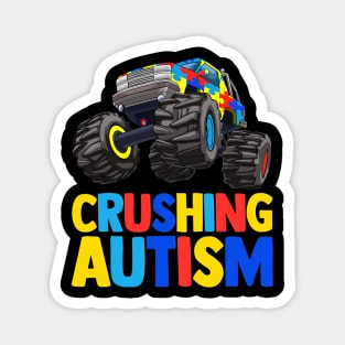 Monster Truck Crushing Austim Shirt Autism Awareness Magnet