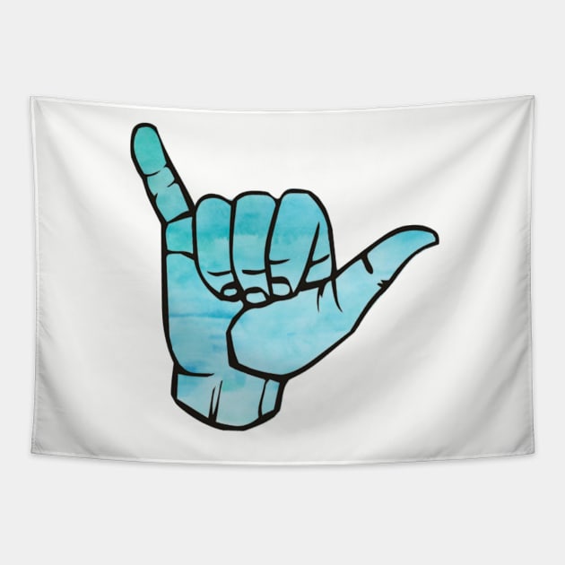 Blue Watercolor Hang Loose Tapestry by annmariestowe