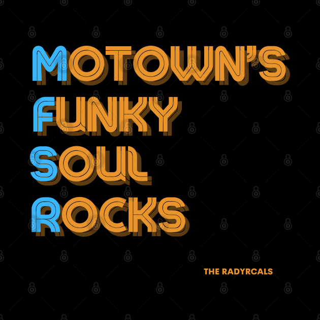 Radyrcals Motown's Funky Soul Rocks round font plain back by SYDL