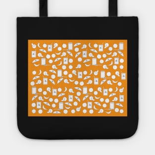 Black White Rosh Hashanah symbols on Orange background Tote