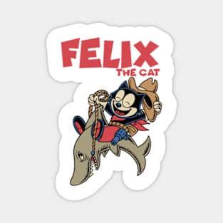 Felix The Cat - Cowboy Riding Shark Magnet