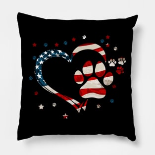 American Flag  Dog & Cat Paw Print - 4th Of July Pillow