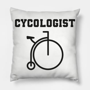 Cycologist with old bicycle Pillow