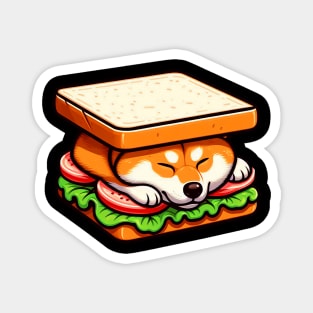 Shiba Inu is Sleeping in a Sandwich Magnet