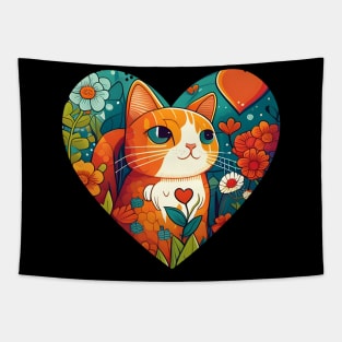 You're The Cat Orange Of My Heart - Cat Flower Tapestry