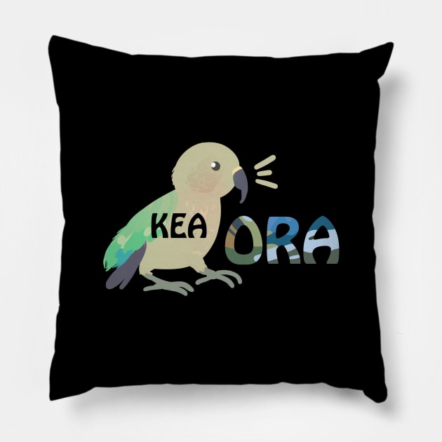 Kea Ora Kea Kia Ora New Zealand Bird Greeting Maori Pun Pillow by yellowpomelo