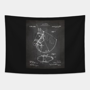 Horse Bridle Patent - Horse Lover Horse Stables Art - Black Chalkboard Tapestry