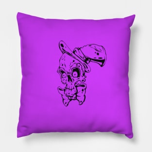 Skull skeleton in hat top hat and bow tie Pillow