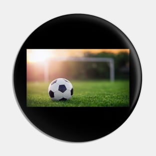 Soccer ball with sunset Pin