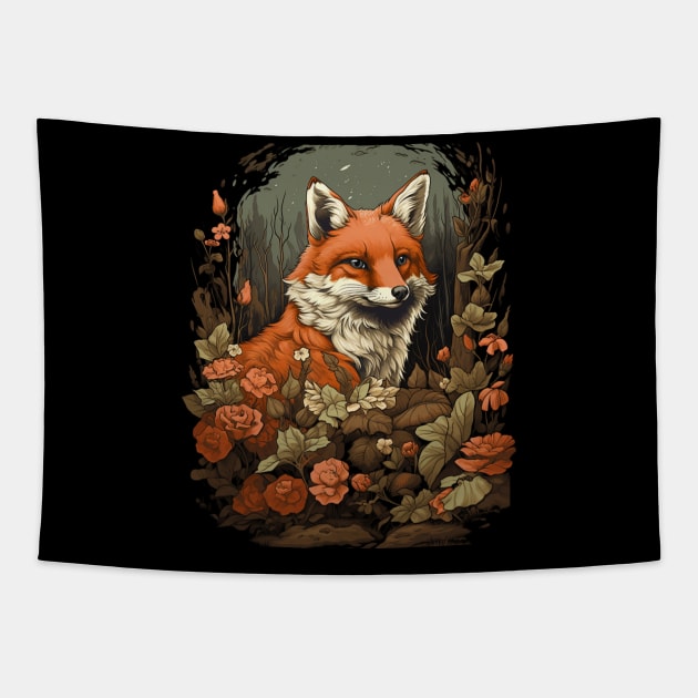 Foliage Fox Tapestry by starryskin