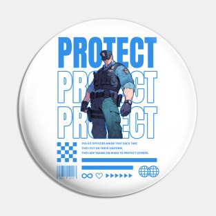 Muscular Policeman Illustration | PROTECT Pin