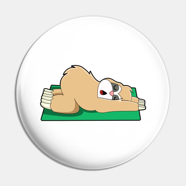 Sloth at Yoga on Yoga mat Pin by Markus Schnabel