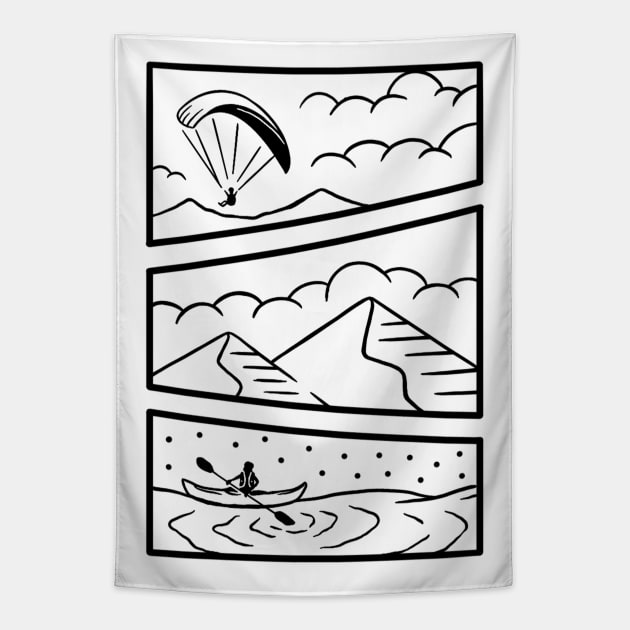 Paragliding-Mountain-Kayaking (regular) Tapestry by teeszone_design