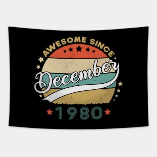 Awesome Since December 1980 Birthday Retro Sunset Vintage Tapestry