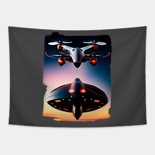 Ufo sighting from a military fighter plane Tapestry