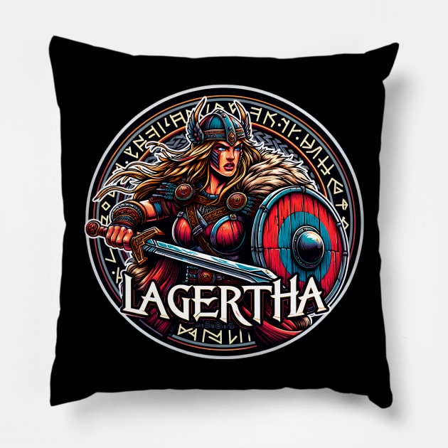 Lagertha the Fearless: Warrior Spirit of the Vikings Pillow by PuckDesign