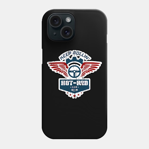 Hotrod Club badge with wings Phone Case by CC I Design