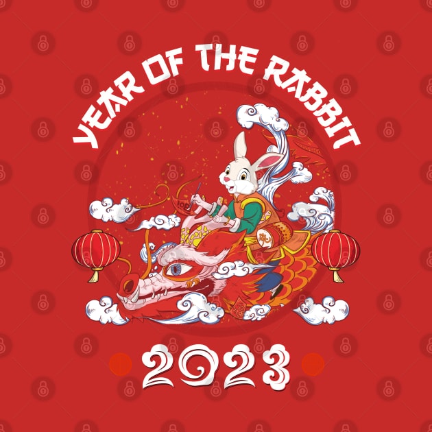 Lion Dance Zodiac Chinese New Year -2023 Year Of The Rabbit by Gendon Design