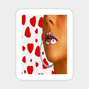 Lips in red hearts Magnet